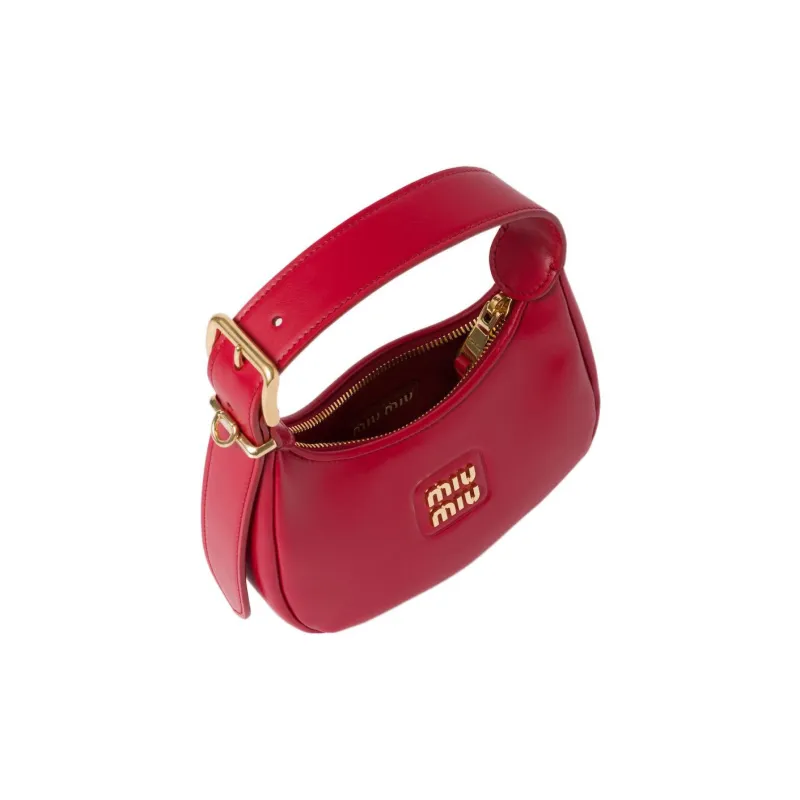 MIU MIU Leather Hobo Bag, Handbag Women's Red-2