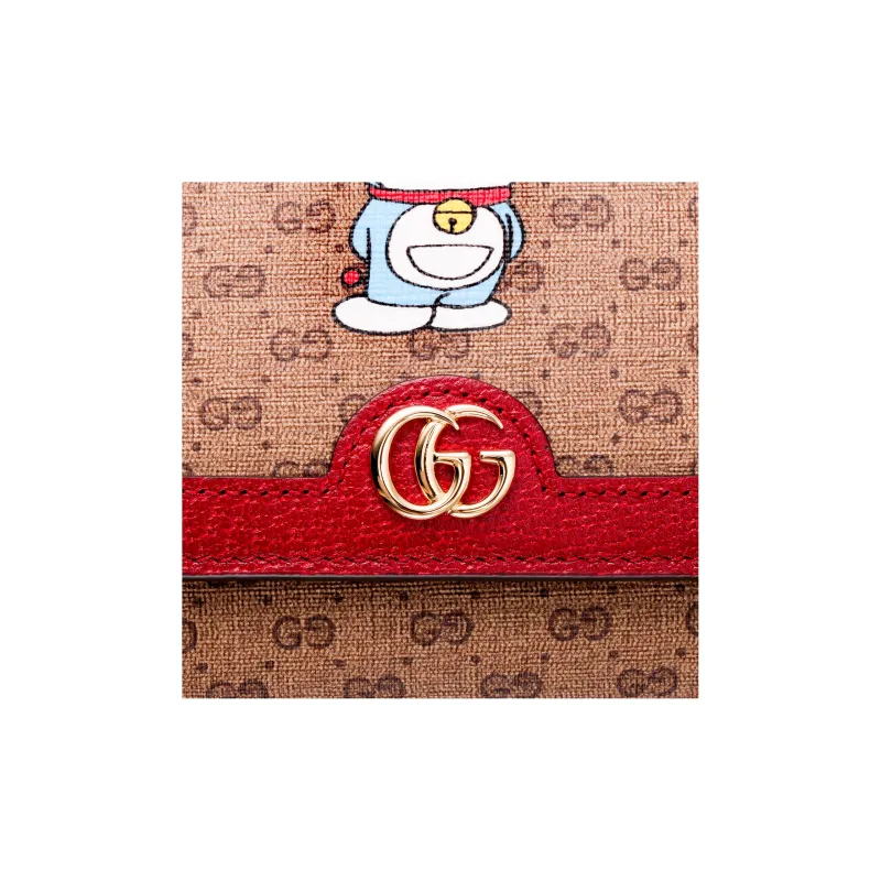 GUCCI Doraemon Collaboration Canvas With Leather Wallet Unisex Red/Ebony-4