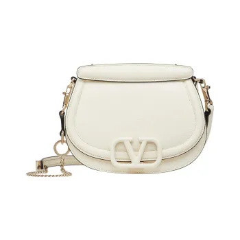 Valentino VSLING Grained Calfskin Saddle Bag Crossbody Bag, Shoulder Bag Women's White