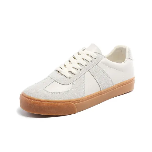 FOXER Skateboard Shoes Women's Low-Top Beige/Grey