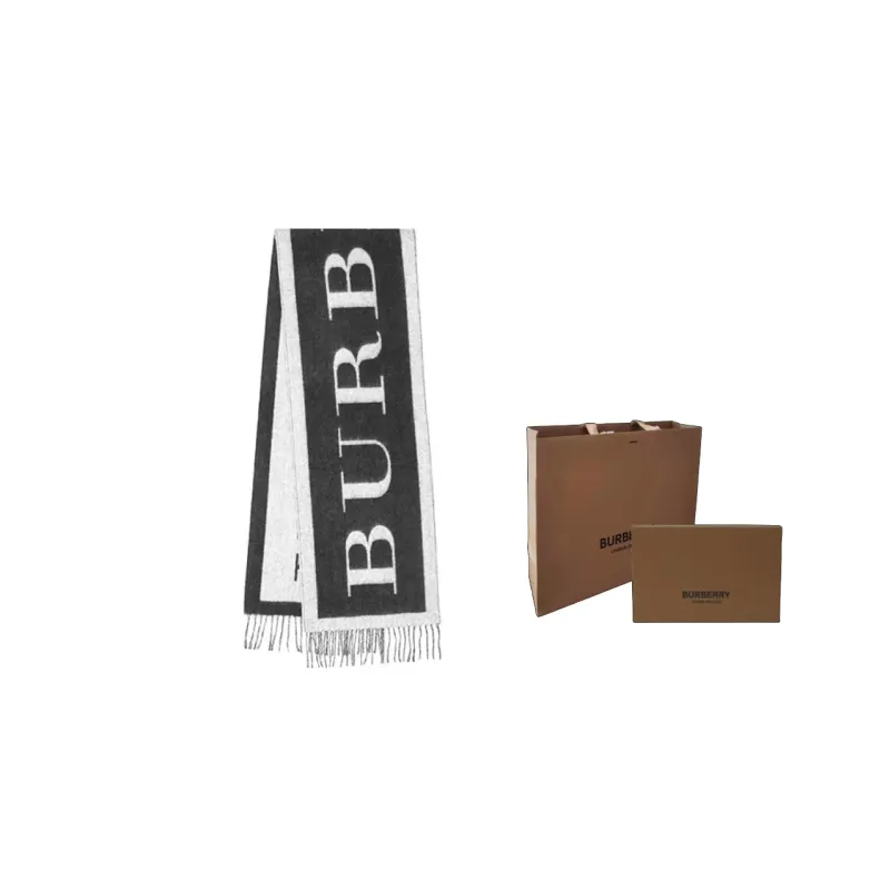 Burberry Scarves Unisex Black White-3
