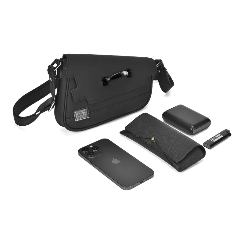 EPIPHQNY Skin Feel Material Shoulder Bag Unisex Black-5