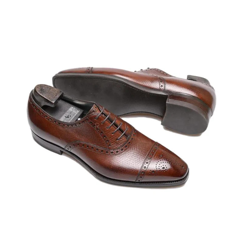 GAZIANO GIRLING Hatch Grain Dress Shoes Men's Brown-2