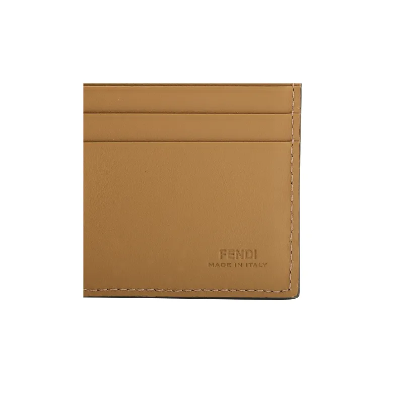 FENDI Cow Leather Patchwork Wallet Regular Men's Brown-6