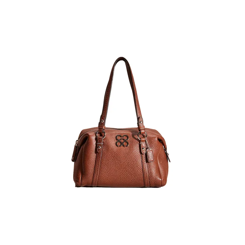 COACH Julia Pebbled Leather Boston Bag Handbag Shoulder Bag Women's Brown-0