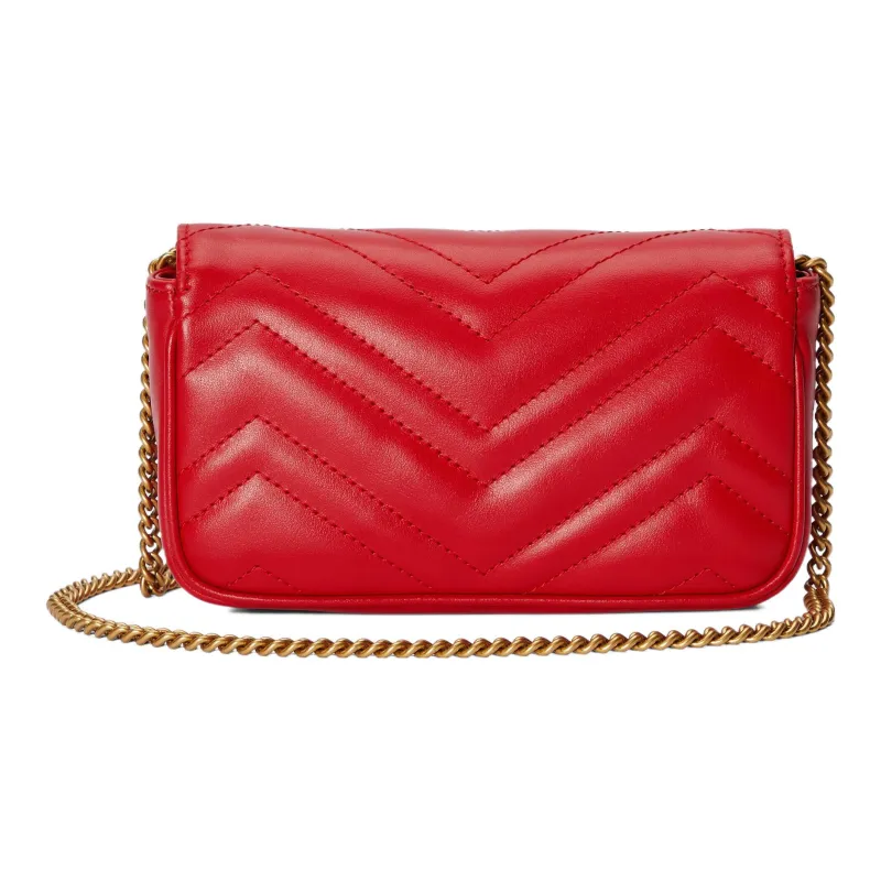 GUCCI Marmont Leather Crossbody Bag Shoulder Bag Extra Mini Women's Red-3