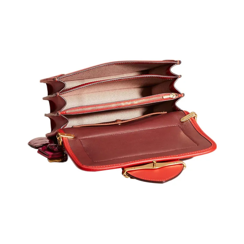 COACH Hero Glove Tanned Leather Small Square Bag Shoulder Bag Small Size Women's Red-2