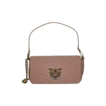 PINKO Leather Baguette Bag, Shoulder Bag, Crossbody Bag Mini Women's Pink