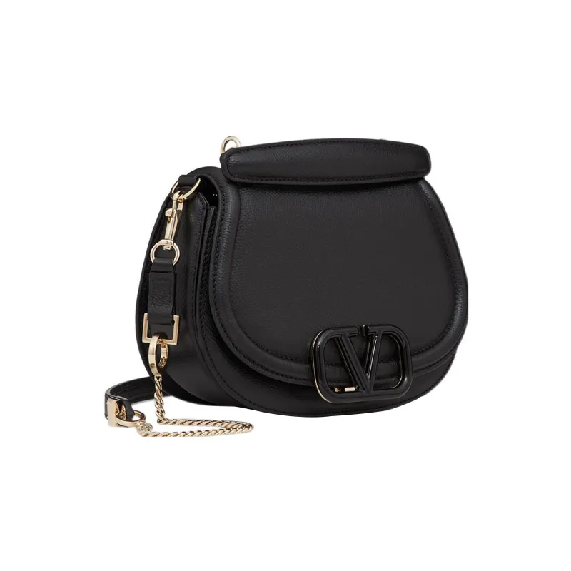 Valentino VSLING Grained Calfskin Saddle Bag Crossbody Bag Shoulder Bag Women's Black-1