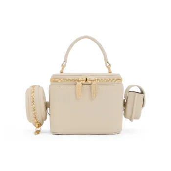 CHARLES&KEITH PU Small CK Bag Box Bag Handbag Crossbody Bag Small Size Women's Beige Beige/Denim Blue Dark Denim Blue