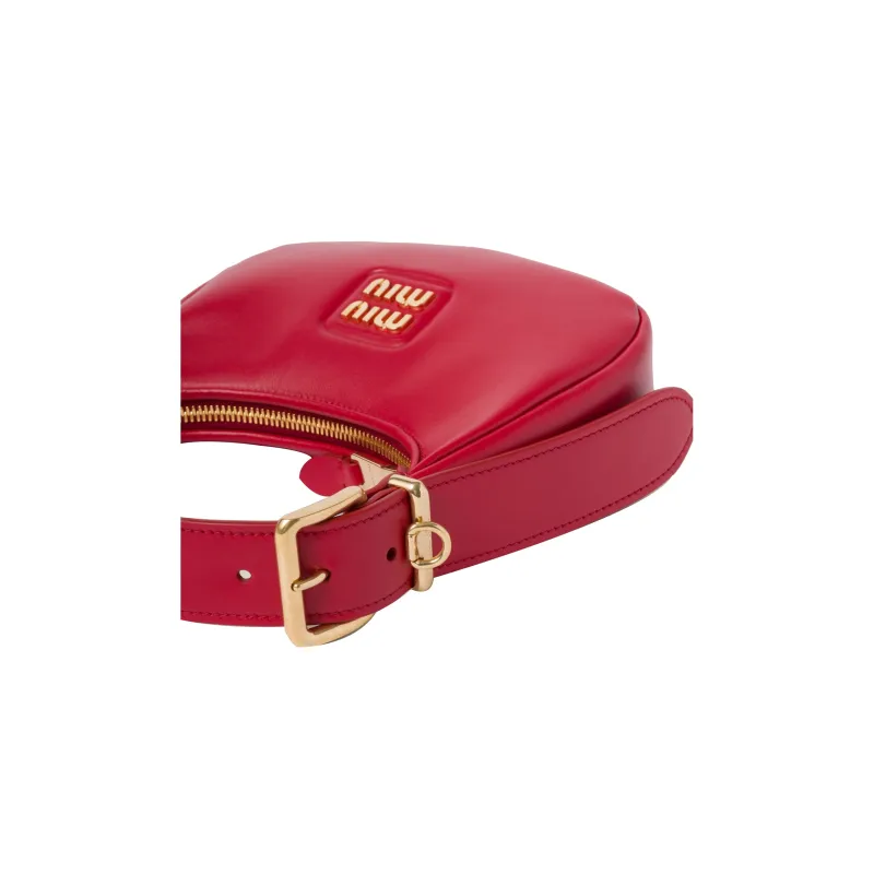 MIU MIU Leather Hobo Bag, Handbag Women's Red-4