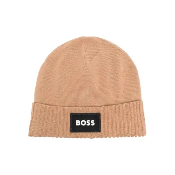 HUGO BOSS Logo Patch Knitted Beanie
