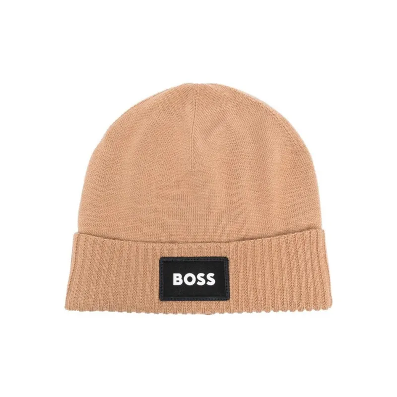 HUGO BOSS Logo Patch Knitted Beanie-0