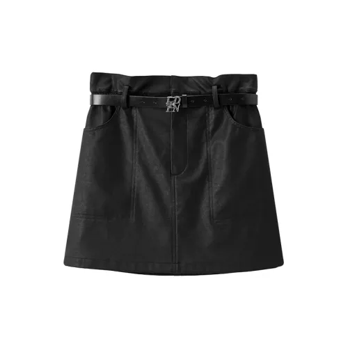 LEDIN Leather Short Skirts Women's Black