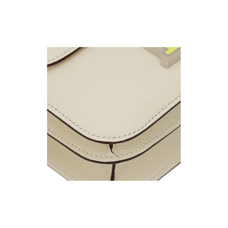 HERMES Constance Epsom Leather Shoulder Bag, Crossbody Bag Mini Women's Cream White/Yellow-10