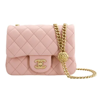 CHANEL Sheepskin Chain Bag Crossbody Bag Shoulder Bag Women's Pink