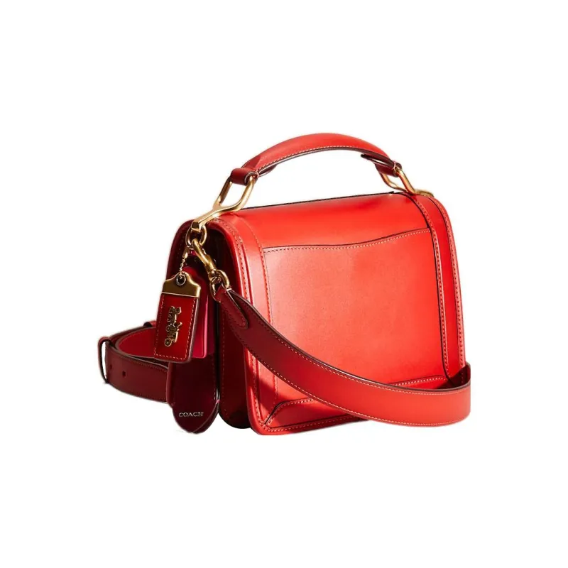COACH Hero Glove Tanned Leather Small Square Bag Shoulder Bag Small Size Women's Red-1