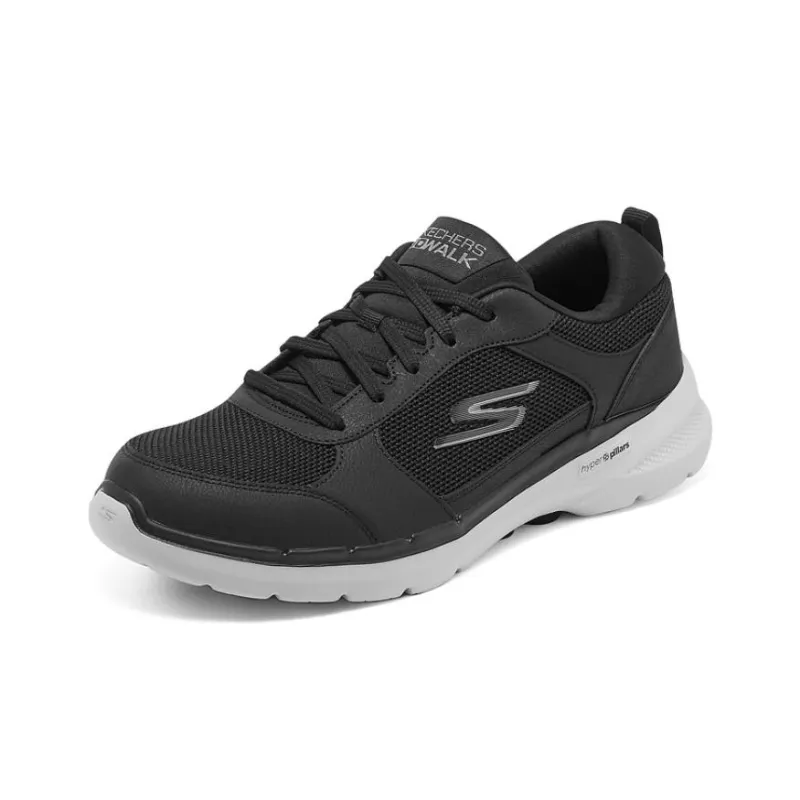 Skechers Go Walk 6 Casual Shoes Men Low Top Black/Gray/White-1