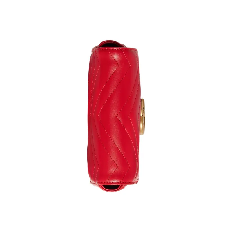 GUCCI Marmont Leather Crossbody Bag Shoulder Bag Extra Mini Women's Red-5