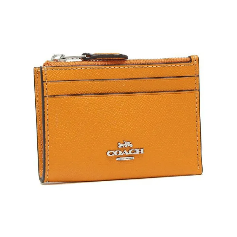 COACH Mini Id Skinny Leather Document Wallet Card Holders Mini Women's Papaya Color-2