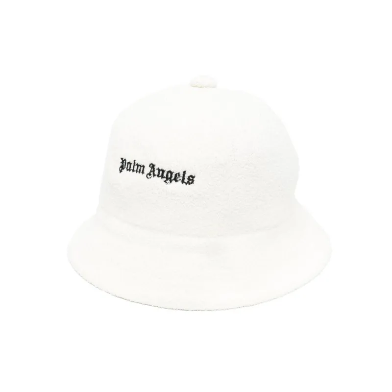 PALM ANGELS Logo embroidered Bouclé Bucket Hat-0