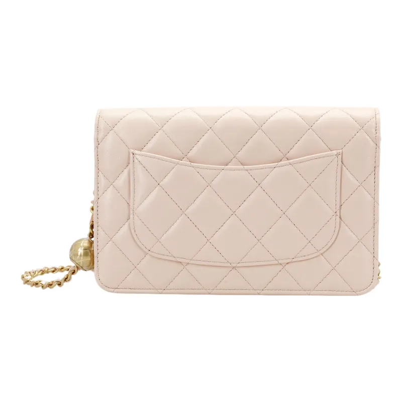 CHANEL 22SS Spring And Summer WOC Lambskin Wallet On Chain, Crossbody Bag, Shoulder Bag Women's Beige-2