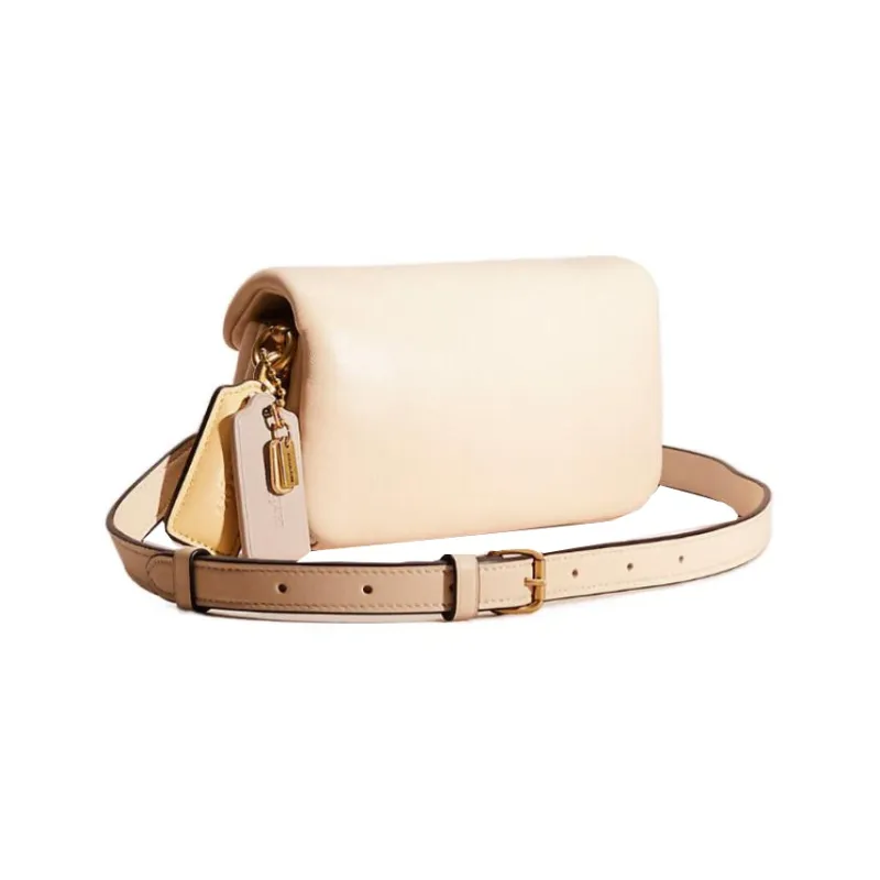 COACH Pillow Leather Pillow Bag Shoulder Bag Small Size Women's Vanilla White-1