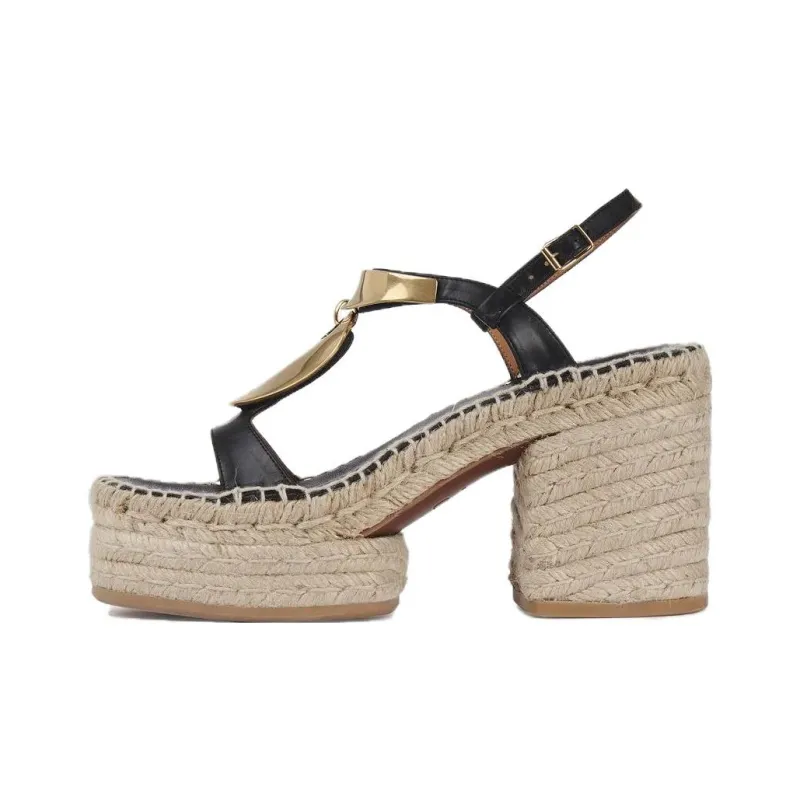 Chloé Pema High Block Heel Espadrille Sandals Women's-0