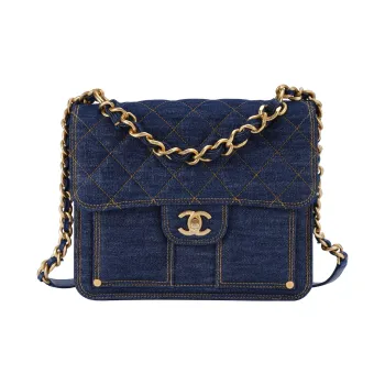 CHANEL Denim Backpack Regular Unisex Washed Denim Blue