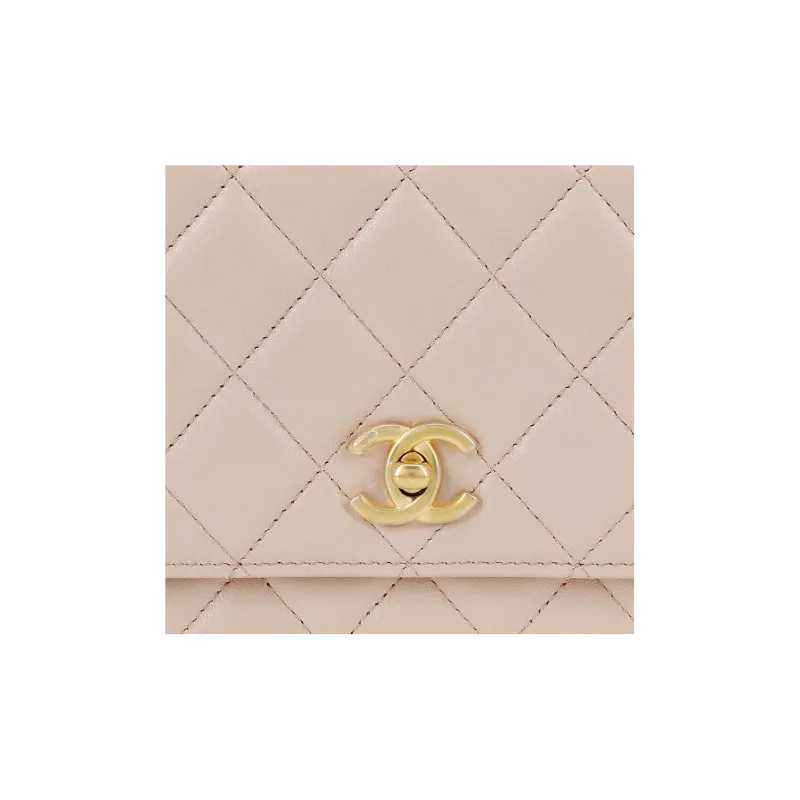 CHANEL 22SS Spring And Summer WOC Lambskin Wallet On Chain, Crossbody Bag, Shoulder Bag Women's Beige-5
