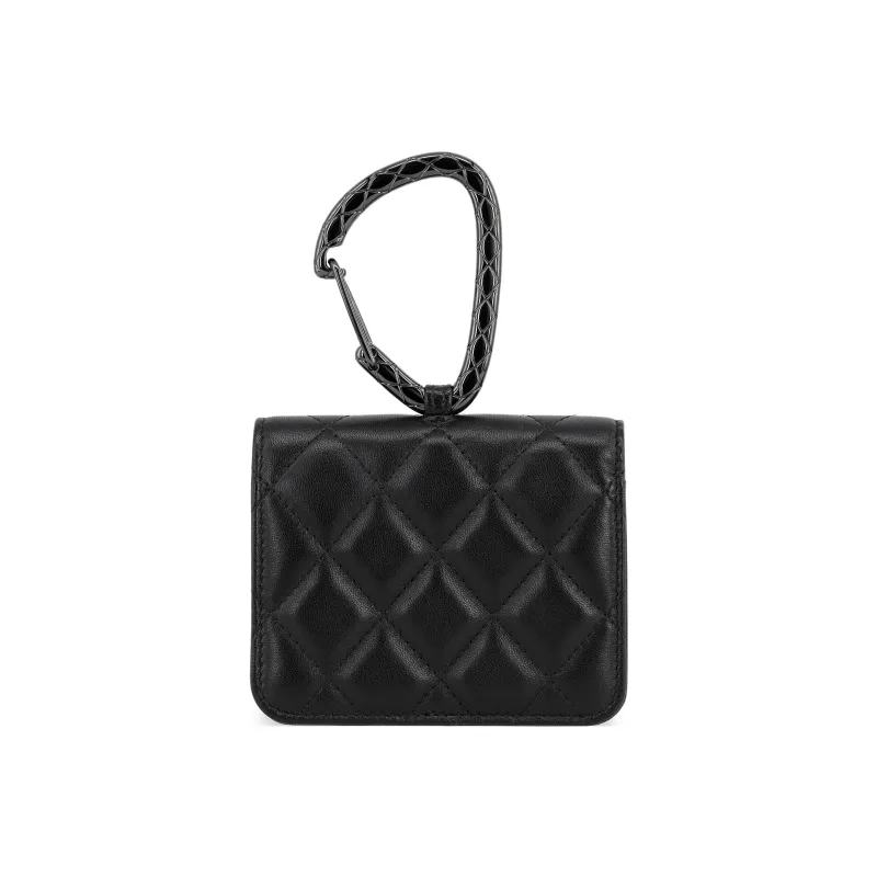 CHANEL Sheepskin Card Holder, Coin Purse Women's Black-2