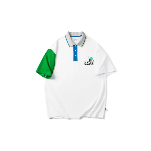 SEM/R Polo Shirts Men White/Green Adjustable