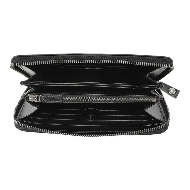BVLGARI Calfskin Clutch Wallet Men's Black-3