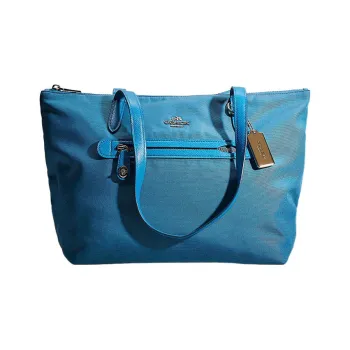 COACH Nylon Canvas Tote Bag, Shopping Bag, Canvas Bag, Handbag, Shoulder Bag Women's Sky Lake Blue
