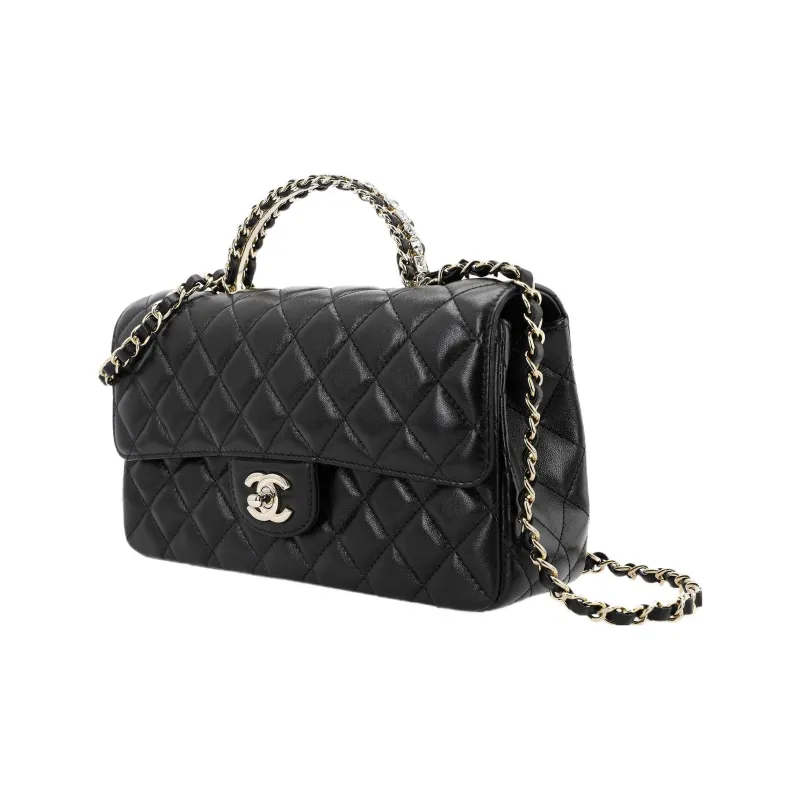 CHANEL Lambskin Chain Bag, Handbag, Shoulder Bag, Crossbody Bag Trumpets Women's Black-1