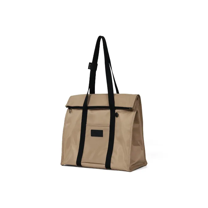 MYEDITION Polyester Computer Tote Tote Bag Shopping Bag Crossbody Handbag Shoulder Bag Large Size Unisex Black/Khaki-2