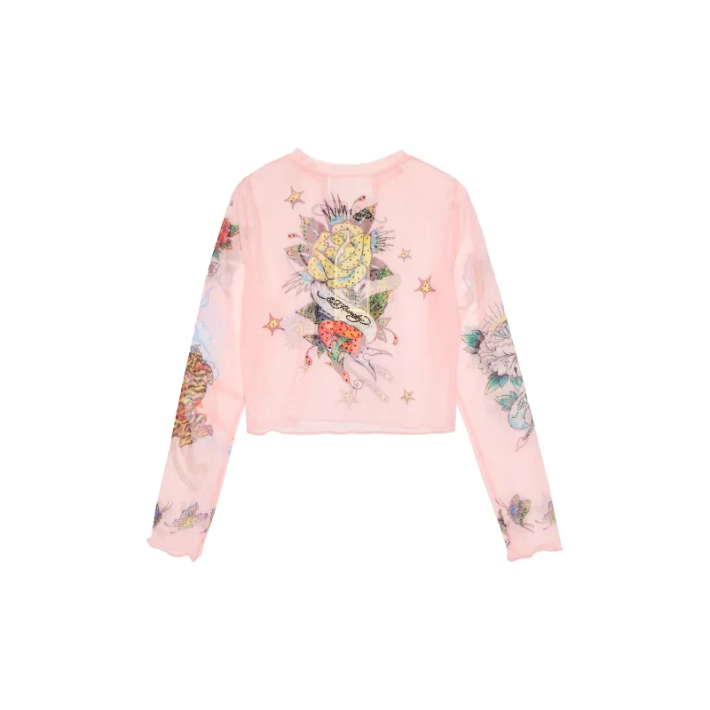 Ed Hardy T Shirts Women's Cherry Blossom Pink E1PBW404-1