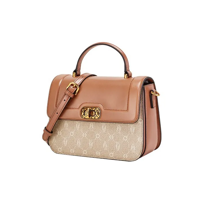 Hush Puppies Cow Leather Shoulder Bag, Crossbody Bag, Handbag Regular Women's Khaki, Beige Apricot-6
