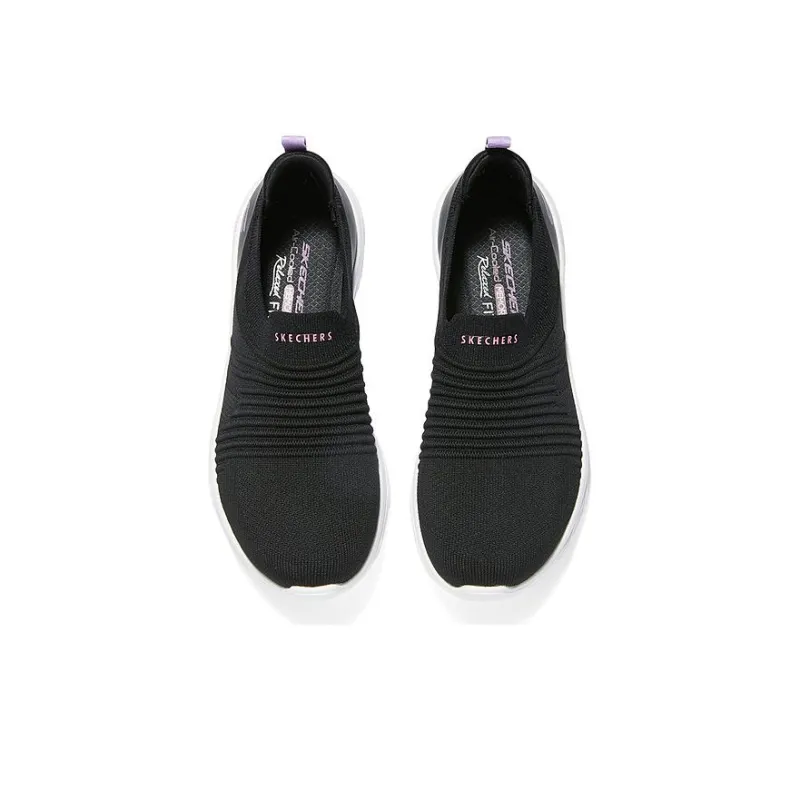 Skechers D'lux Comfort Cushioning Low-Top Casual Shoes Women's Black White-2