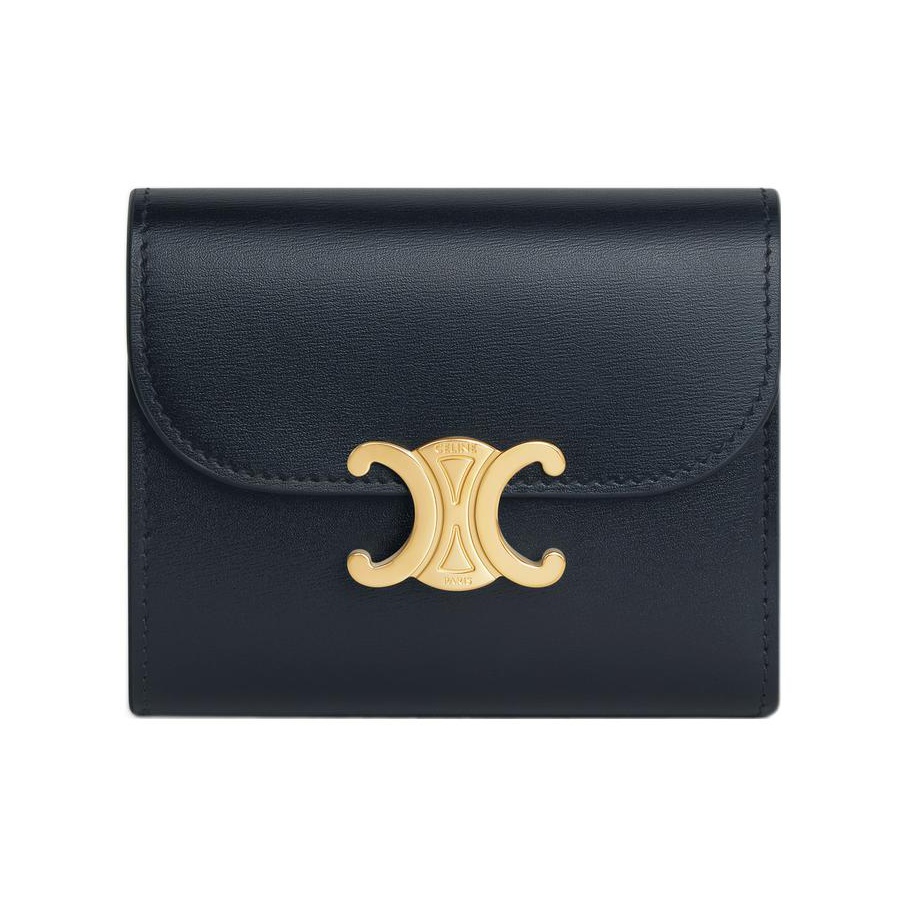 セリーヌ CELINE 二つ折り財布 黒 小物 レザー がま口
