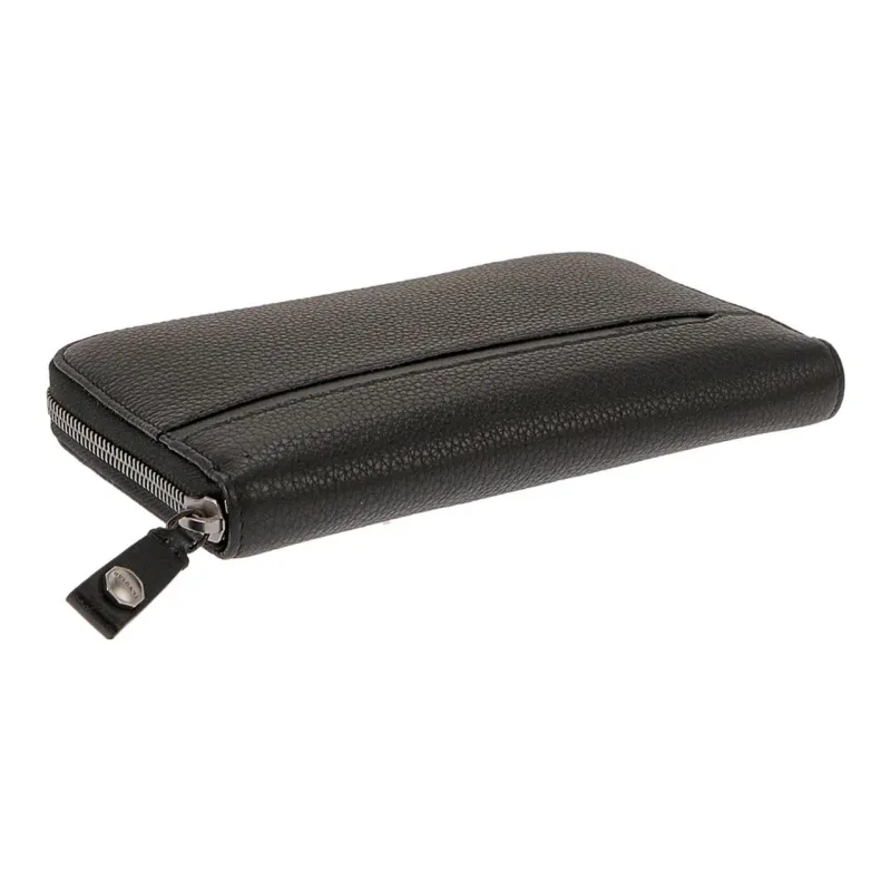 BVLGARI Calfskin Clutch Wallet Men's Black-2