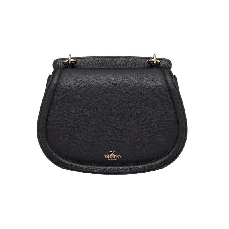 Valentino VSLING Grained Calfskin Saddle Bag Crossbody Bag Shoulder Bag Women's Black-4