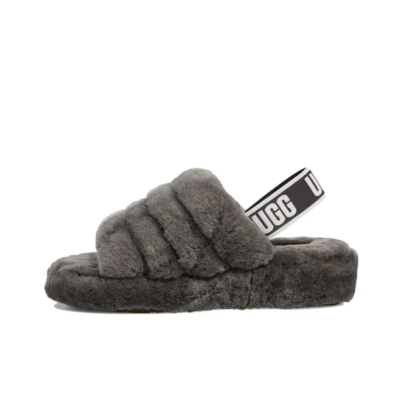 UGG Fluff Yeah Slide Charcoal Women's-0