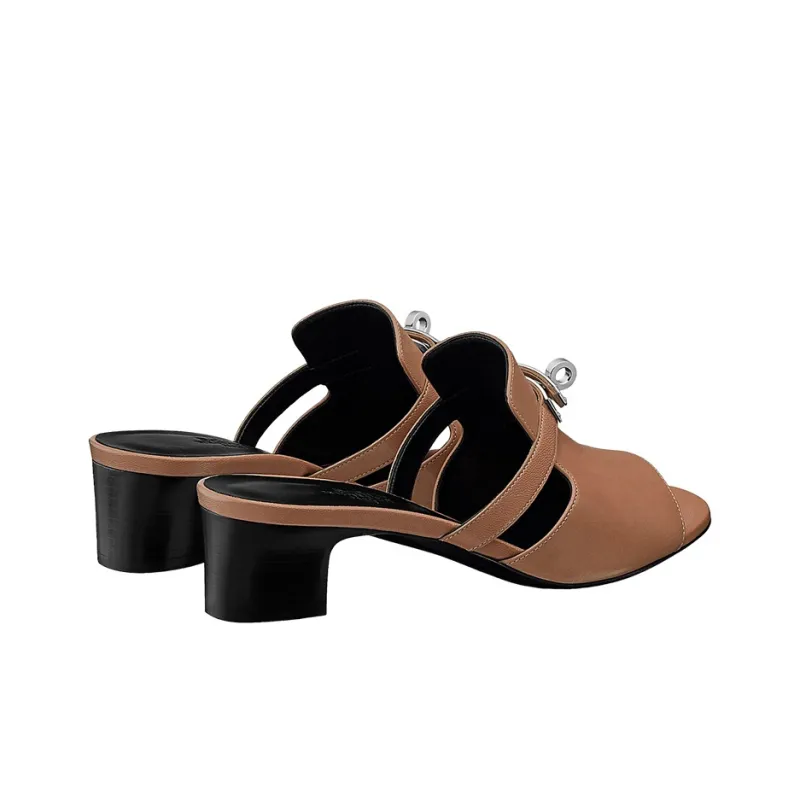 HERMES Candy Odor Resistant Slide Slippers Women's Brown-3