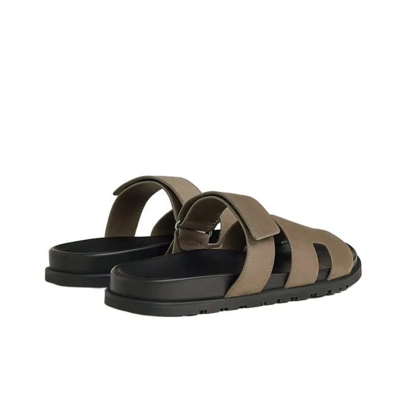HERMES Chypre Slide Slippers Men's Khaki-3