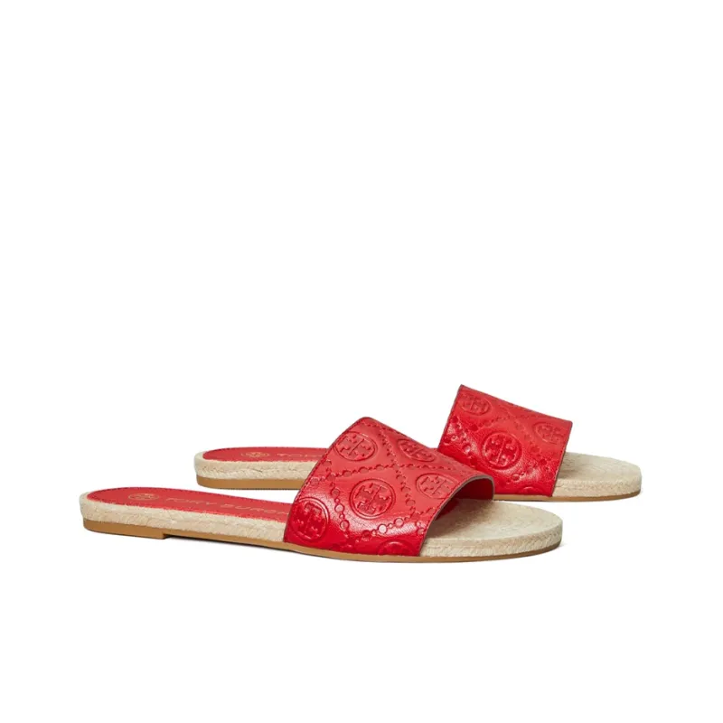TORY BURCH T Monogram Slide Slippers Women's Red-2
