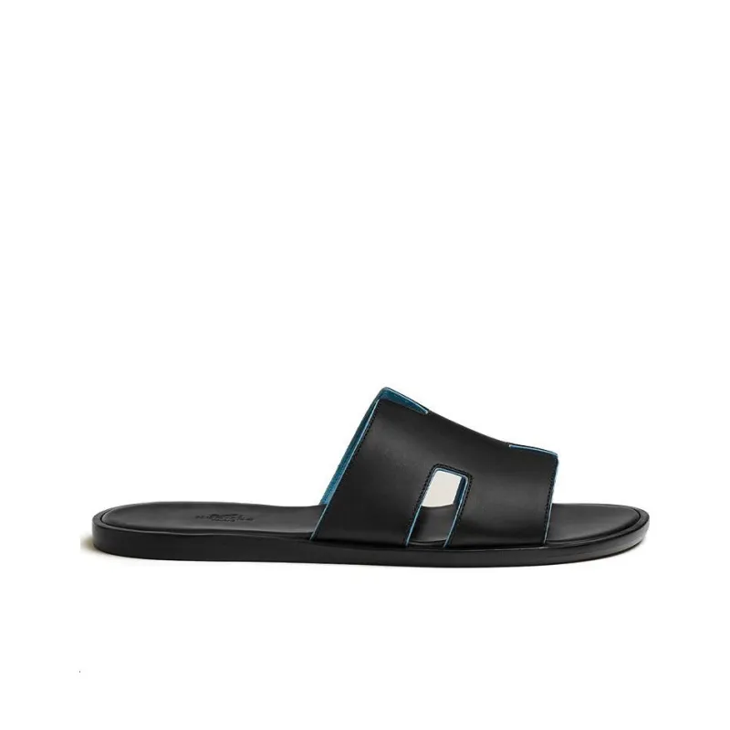 HERMES Izmir Sandal Noir Bleu Faïence Calfskin Nappa Leather-1