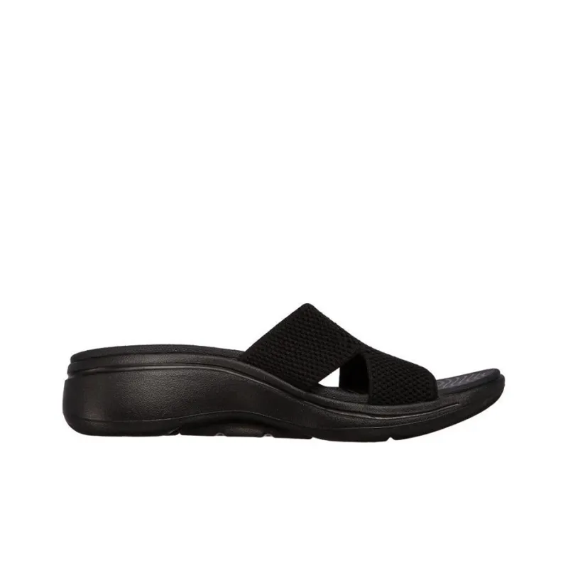 Skechers Go Walk Arch Fit Rubber Sole Slip Resistant Slide Slippers Women's All Black-1