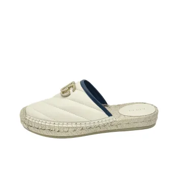 GUCCI Quiet Slip Resistant Slide Slippers Women's Ecru