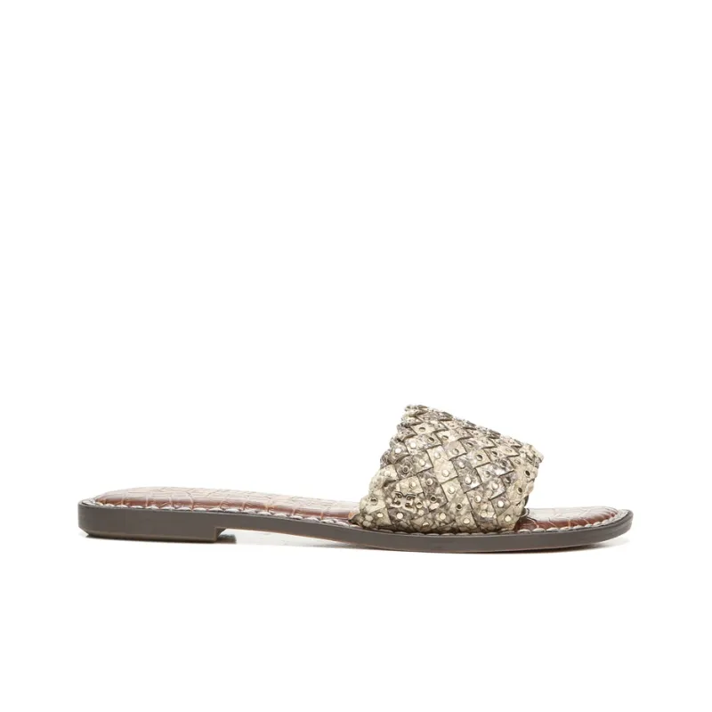 SAM EDELMAN Geraldine Slide Slippers Women's Taupe Snakeskin Print-1